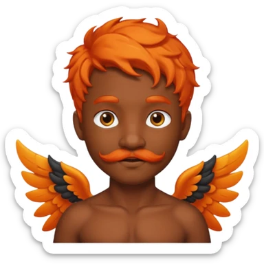 Black cupid with orange hair and mustache sticker