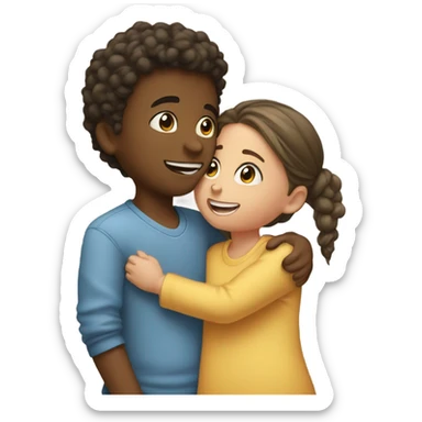 Tender moment between a girl and boy sticker