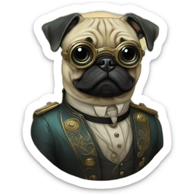 A cyberpunk pug in Art Nouveau style during 1910 sticker