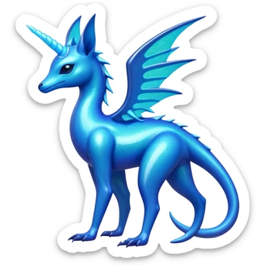 Shiny Exotic Futuristic Tropical Colorful Neon-colored Glittery Ethereal Sparkly Amaura-Aurorus-Fakémon-hybrid-creature (full body)  sticker