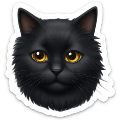 fluffy black cat squinting sticker