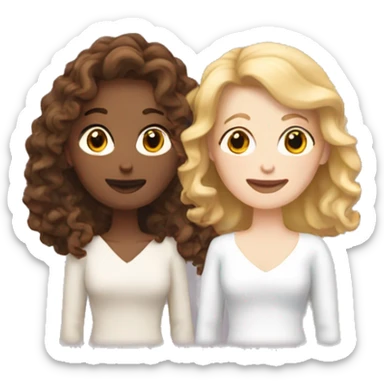 two white woman married one with brown curly hair one with short blond hair sticker