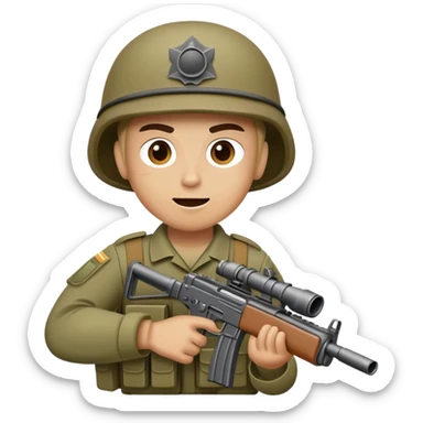 War zone soldier shoting Maschine gun funny sticker