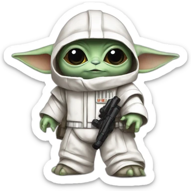 baby yoda in storm trooper onesie sticker