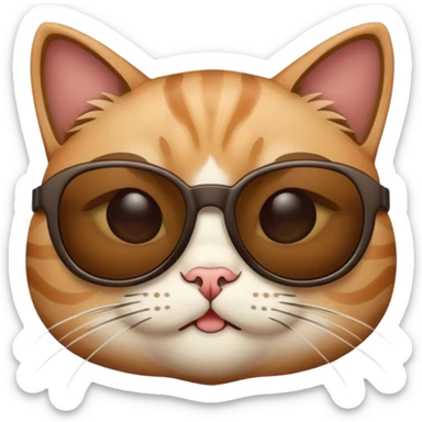 A cat with eyebrows and sunglass sticker