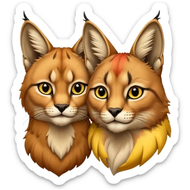 un Lynx Caracal Réaliste avec un Chardonnet (Oiseau) sur l'épaule sticker