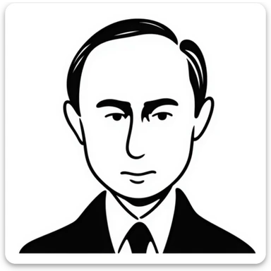 Vladimir Putin portrait with realistic details, stern expression, close-up of face sticker