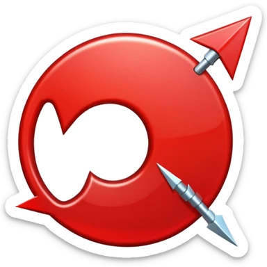 Red hollow circle with a tilted arrow going through it sticker