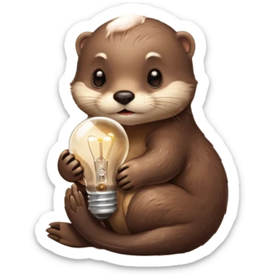 otter hugging one lightbulb sticker
