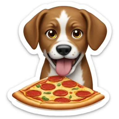 Dog eating a pizza sticker