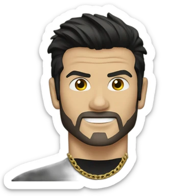 David beckham with black hair wearing gold chain and black shirt sticker