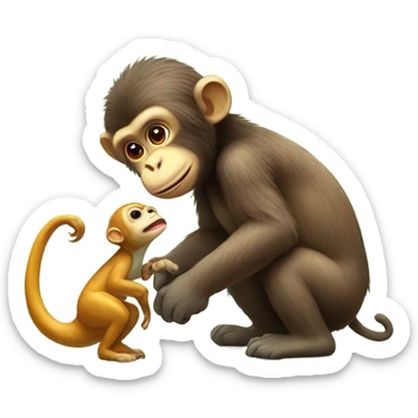 cute monkey with a dinosaur  sticker
