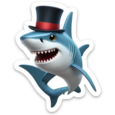 shark with tophat and  sticker