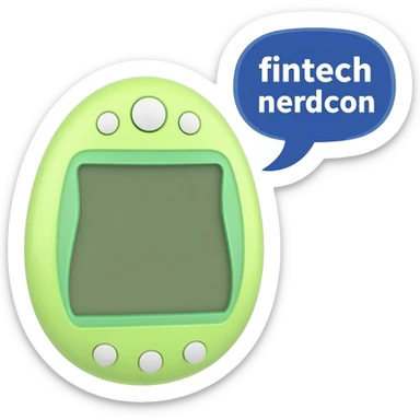 please create me a tamagotchi that syas fintech nerdcon sticker