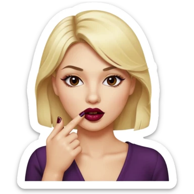 blonde woman, seductive expression, biting her finger sticker