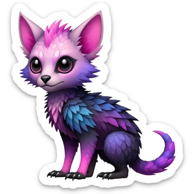 Cool Edgy Black-pink-purple-gradient badass Trico-animal-creature full body sticker