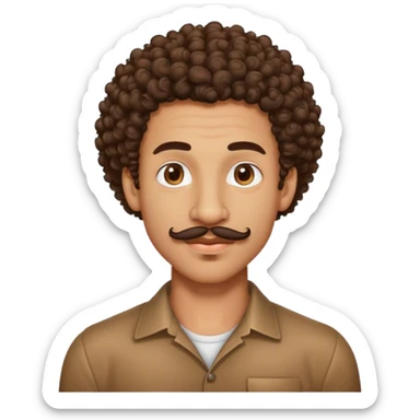 Lightskin guy with curly hair and a big nose and a moustache  sticker