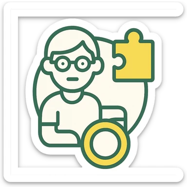 special education icon, minimalistic, green gold and white color scheme, clean lines sticker