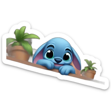 Stich bored in the balcony sticker