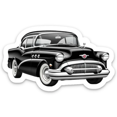 hot rod inspired by a 1956 Buick Century, black and white color scheme sticker