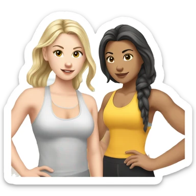 White girl and Asian girl at the gym  sticker