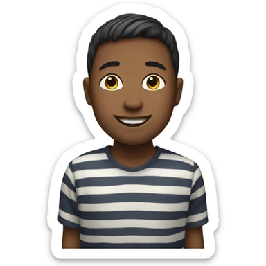 smiling boy in striped shirt sticker