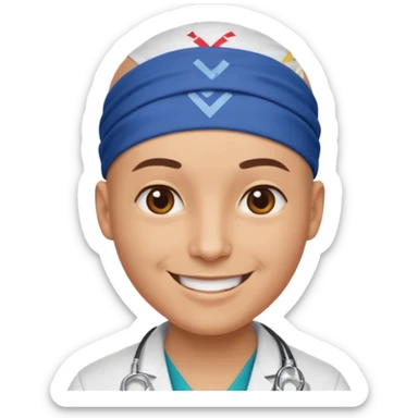 bald doctor with short bandanna sticker