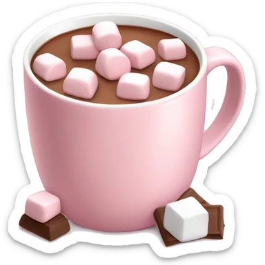 Light Pink mug of hot chocolate with marshmallows  sticker