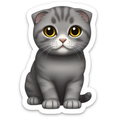 Scottish fold cat dark gray gold eyes sticker