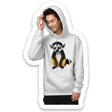 lemur-hoodie-black sticker