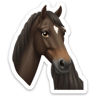 Dark bay horse no white, and girl with light brown hair sticker