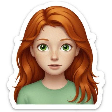 Beautiful ginger head girl with long hair and light green eyes sticker