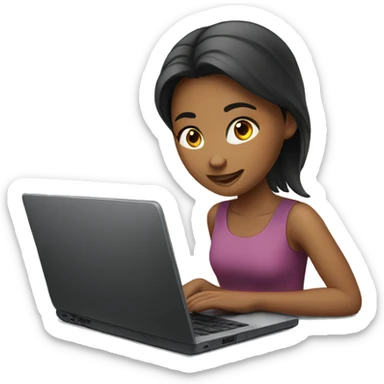 Girl work in laptop sticker