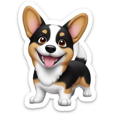 happy corgi black sticker