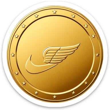 gold coin with Nike logo on it sticker