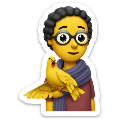 the yellow bird from the peanuts series names woodstock wearing a scarf  sticker