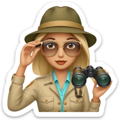 Woman + binoculars,Jungle Explorers. sticker