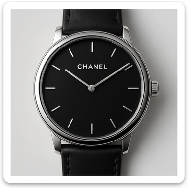 a modern designer watch with the Chanel logo, sleek and minimalistic sticker
