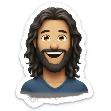 A 18  boy long hair and beards he's laughing  sticker