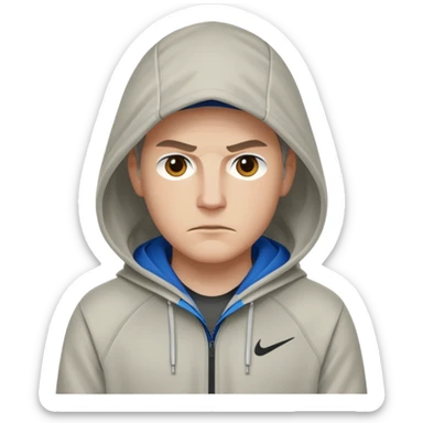 White person wearing a Nike Tex with hood sticker