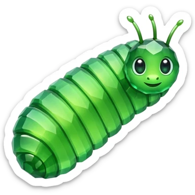 Emerald Crystal in the shape of cute caterpillar sticker