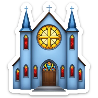 church with stained glass sticker