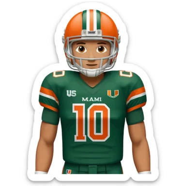 football player for the university of miami wearing number 10 sticker