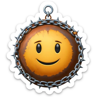 iPhone text message emoji size ball, and chain with spikes sticker