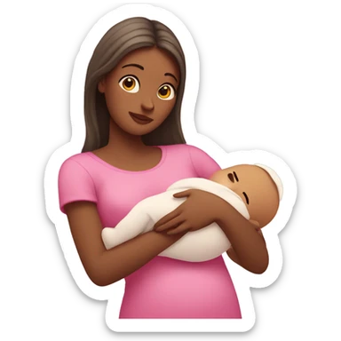 Mom hold baby with pink hearts around them  sticker