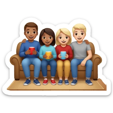 siblings sharing in a living room sticker
