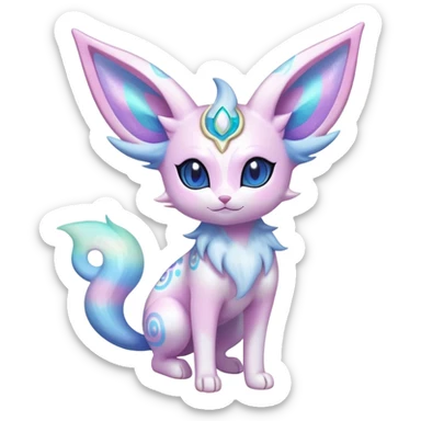 Shiny Exotic Cute Nebulae Ethereal Espeon-Sylveon-Meowstic-Hybrid-Creature with pattern-markings sticker