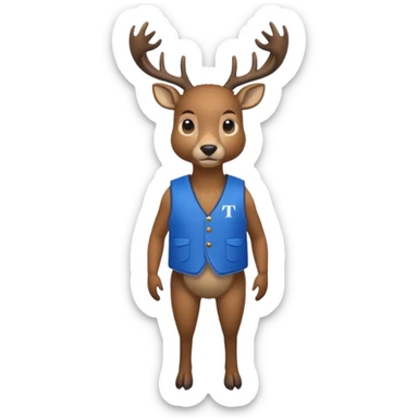 crea una mascota de equipo que sea un venado de cuerpo completo y lleve un chaleco con el nombre de telamon sticker