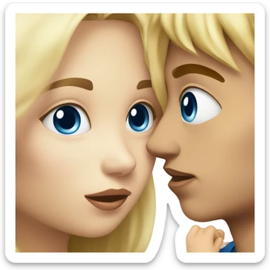 Blonde girl kiss blonde boy, all have blue eyes  sticker