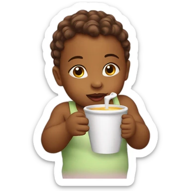 Baby with sipping cup sticker
